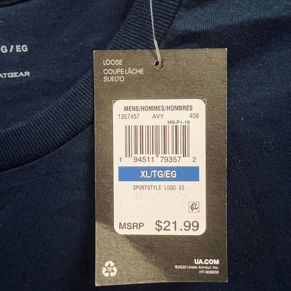 NWT Under Armour Mens Graphic Logo Tee T-Shirt Navy Blue - Picture 7 of 11